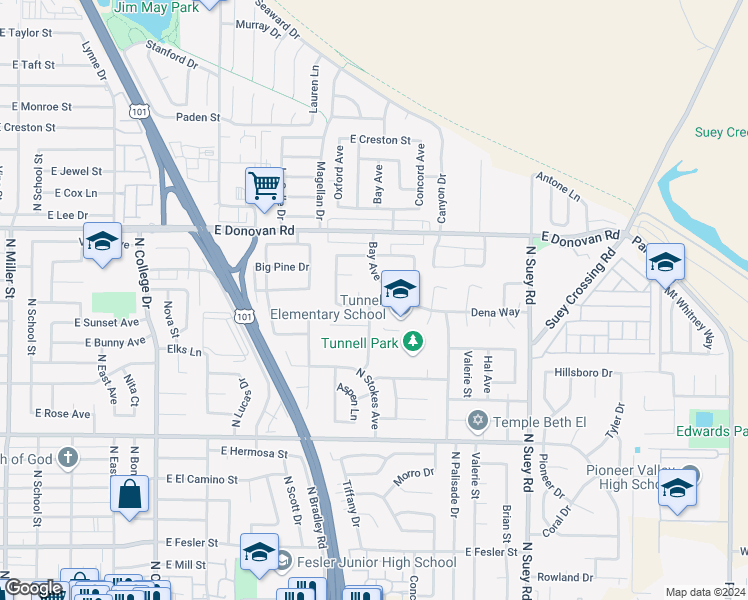 map of restaurants, bars, coffee shops, grocery stores, and more near 1211 Dena Way in Santa Maria