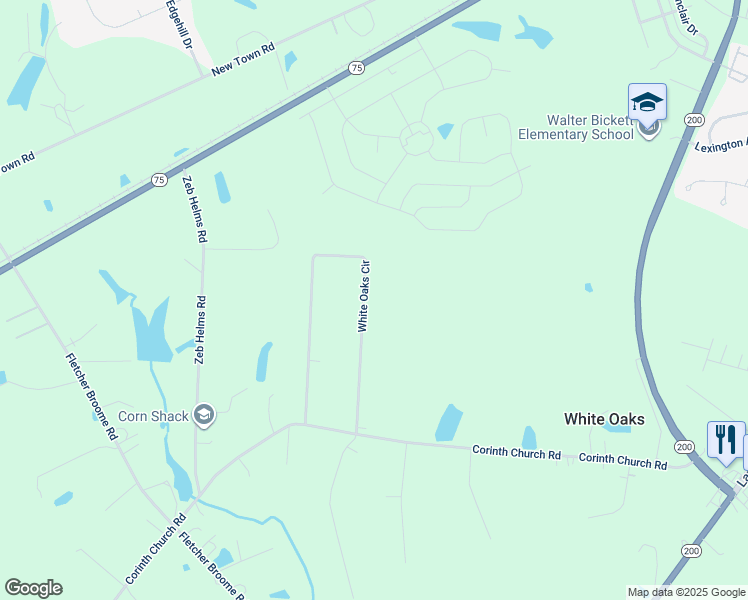 map of restaurants, bars, coffee shops, grocery stores, and more near 806 White Oaks Circle in Monroe