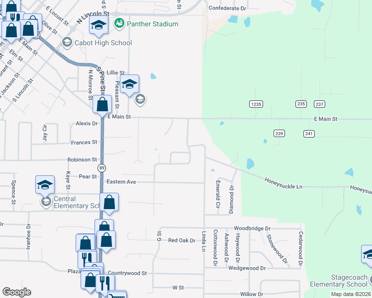 map of restaurants, bars, coffee shops, grocery stores, and more near 10 Blueberry Lane in Cabot