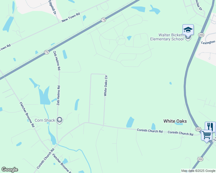 map of restaurants, bars, coffee shops, grocery stores, and more near 806 White Oaks Circle in Monroe