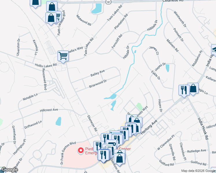 map of restaurants, bars, coffee shops, grocery stores, and more near 384 Bailey Avenue in Rock Hill
