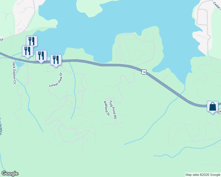 map of restaurants, bars, coffee shops, grocery stores, and more near 1077 Frog Pond Road in Hiawassee