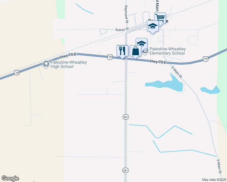 map of restaurants, bars, coffee shops, grocery stores, and more near 112 Jack Burns Road in Palestine