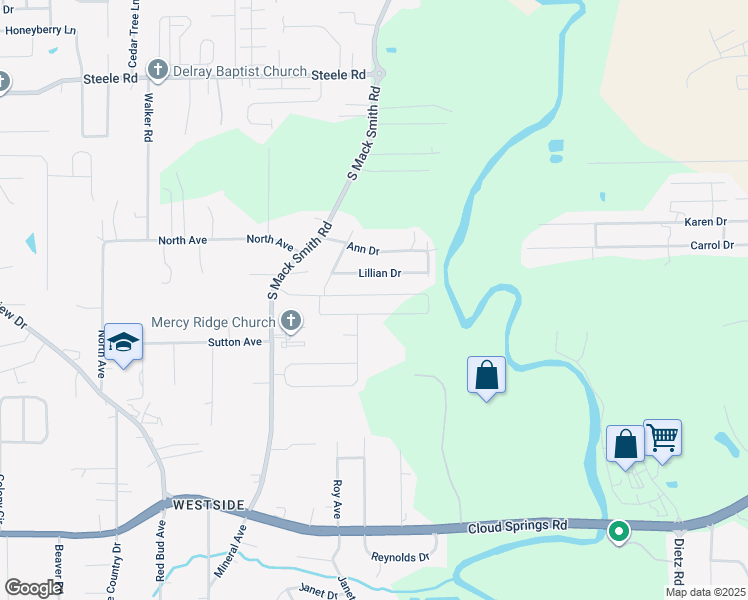 map of restaurants, bars, coffee shops, grocery stores, and more near 574 South Mack Smith Road in Rossville