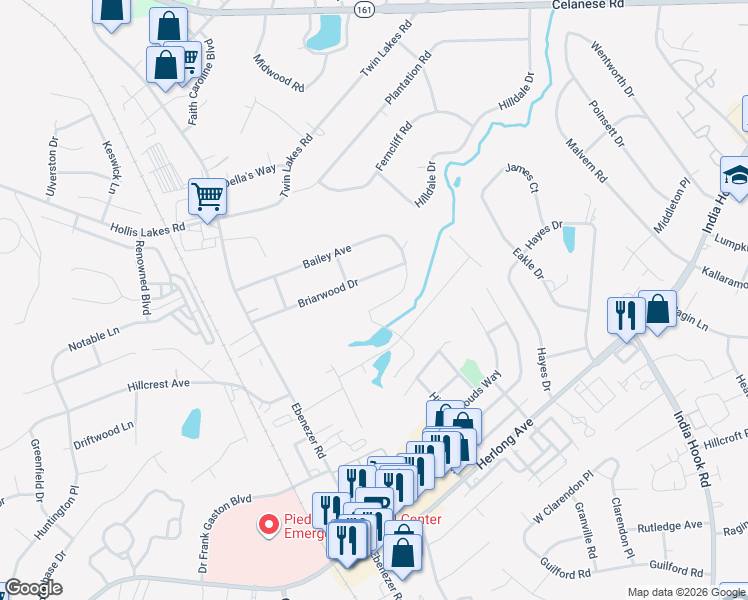 map of restaurants, bars, coffee shops, grocery stores, and more near 384 Bailey Avenue in Rock Hill