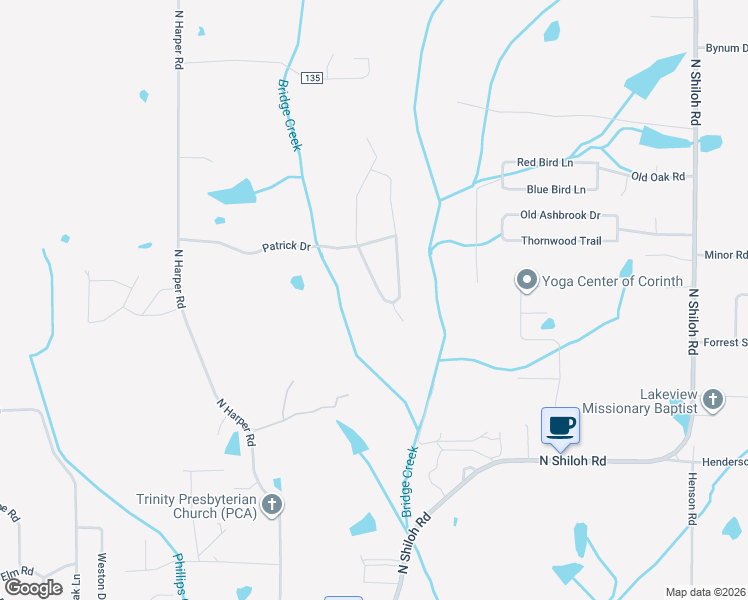 map of restaurants, bars, coffee shops, grocery stores, and more near St Andrews Cir in Corinth