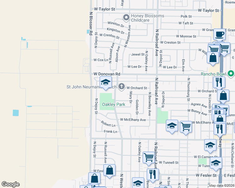 map of restaurants, bars, coffee shops, grocery stores, and more near 1306 North Western Avenue in Santa Maria