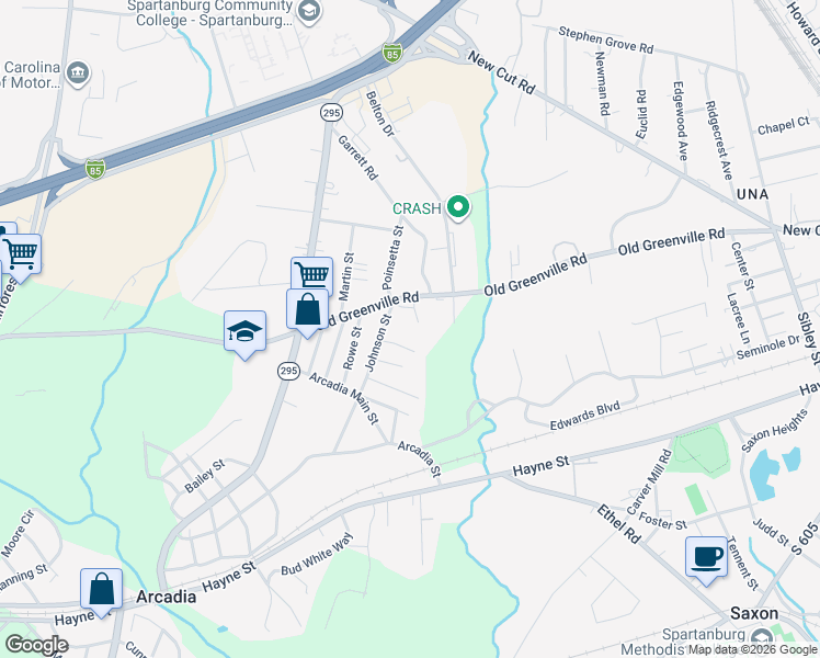 map of restaurants, bars, coffee shops, grocery stores, and more near 120-122 Alta Drive in Spartanburg