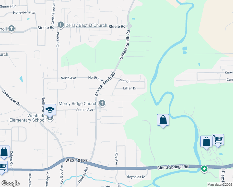 map of restaurants, bars, coffee shops, grocery stores, and more near 510 South Mack Smith Road in Rossville