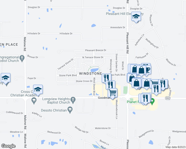 map of restaurants, bars, coffee shops, grocery stores, and more near 4700 Stone Park Boulevard in Olive Branch