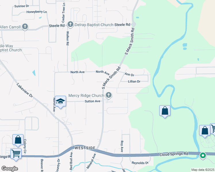 map of restaurants, bars, coffee shops, grocery stores, and more near 510 South Mack Smith Road in Rossville