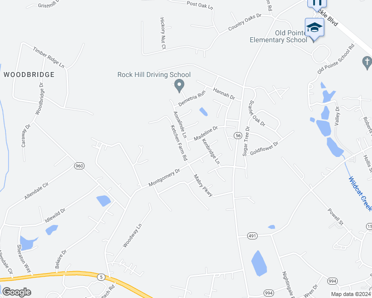 map of restaurants, bars, coffee shops, grocery stores, and more near 531 Annalinde Lane in Rock Hill