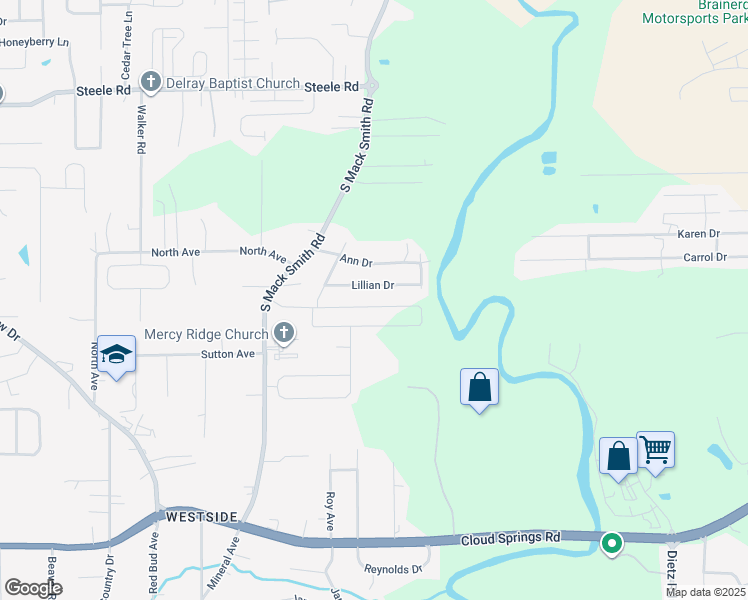 map of restaurants, bars, coffee shops, grocery stores, and more near 574 South Mack Smith Road in Rossville