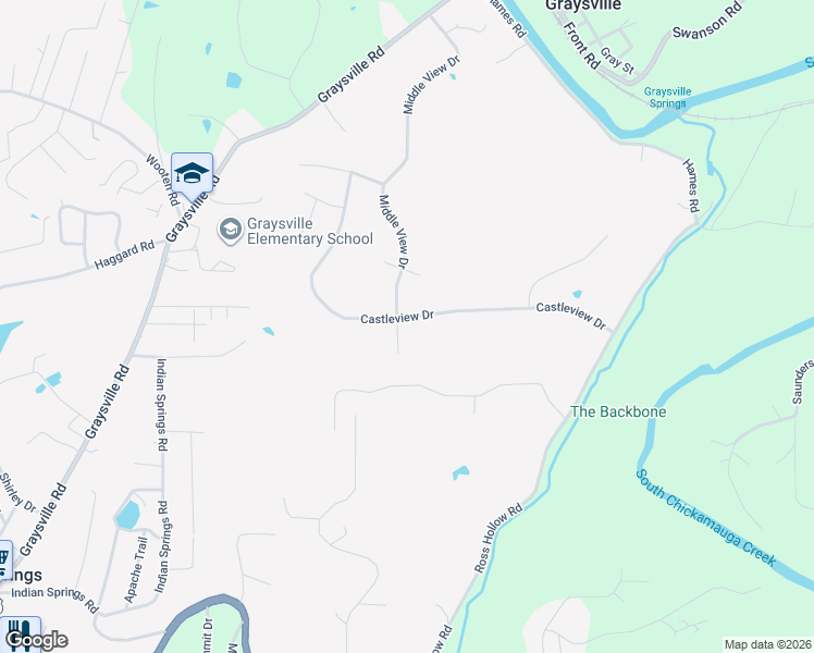 map of restaurants, bars, coffee shops, grocery stores, and more near 522 Castleview Drive in Ringgold
