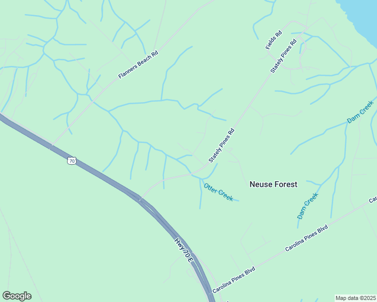map of restaurants, bars, coffee shops, grocery stores, and more near 103 Hunting Wood Lane in New Bern