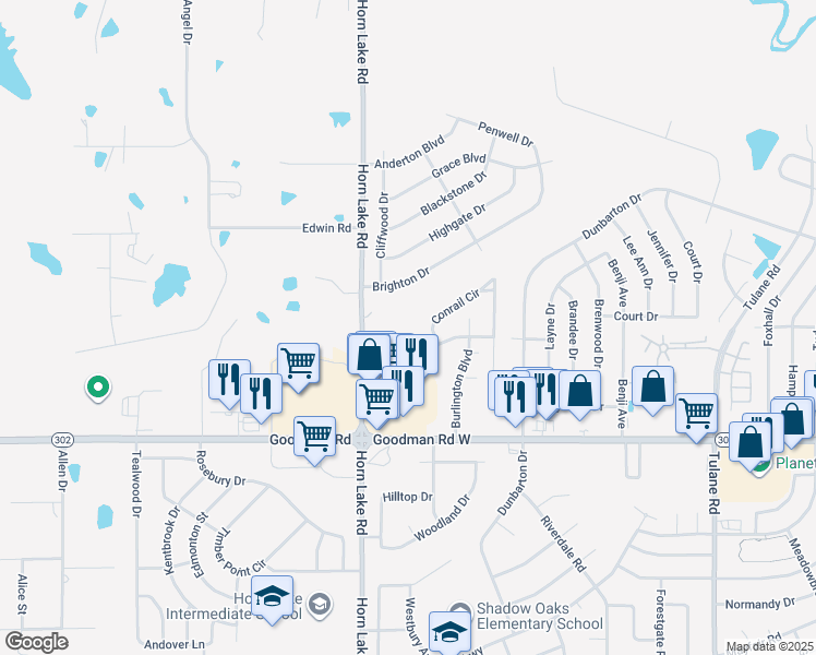 map of restaurants, bars, coffee shops, grocery stores, and more near 3900 Santa Fe Loop in Horn Lake