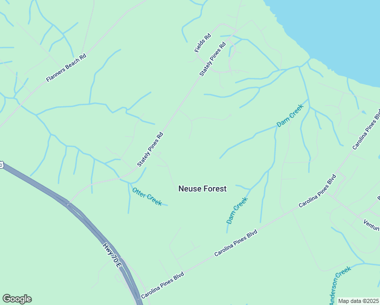 map of restaurants, bars, coffee shops, grocery stores, and more near 107 Cliff Ridge Road in New Bern