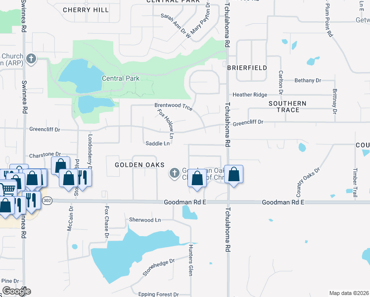 map of restaurants, bars, coffee shops, grocery stores, and more near 1791 Pecan Meadows Drive in Southaven