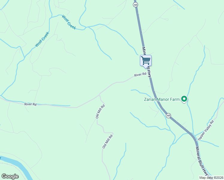 map of restaurants, bars, coffee shops, grocery stores, and more near 2975 River Road in Mineral Bluff