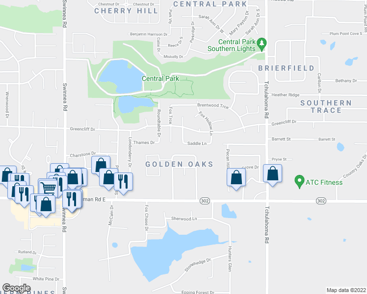 map of restaurants, bars, coffee shops, grocery stores, and more near 1585 Saddle Lane in Southaven