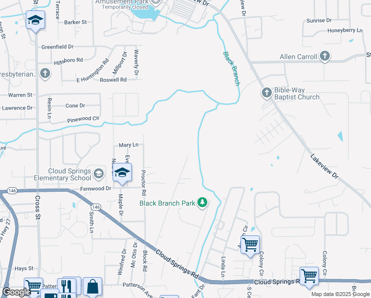 map of restaurants, bars, coffee shops, grocery stores, and more near 499 Glade Road in Rossville