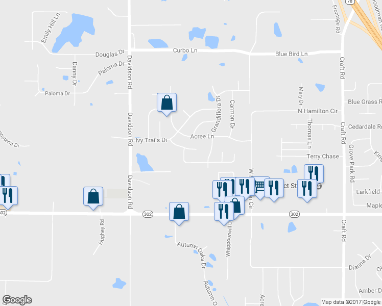 map of restaurants, bars, coffee shops, grocery stores, and more near 6265 Ivy Oaks Cove in Olive Branch