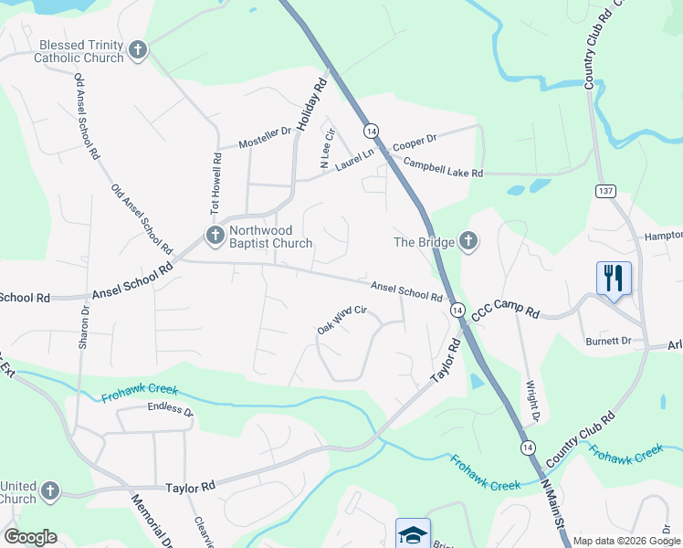 map of restaurants, bars, coffee shops, grocery stores, and more near 820 Ansel School Road in Greer