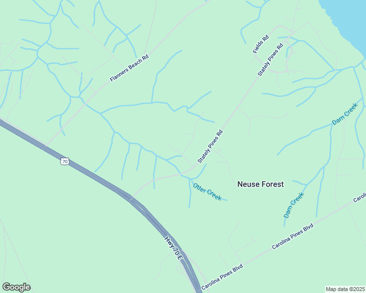 map of restaurants, bars, coffee shops, grocery stores, and more near 103 Hunting Wood Lane in New Bern