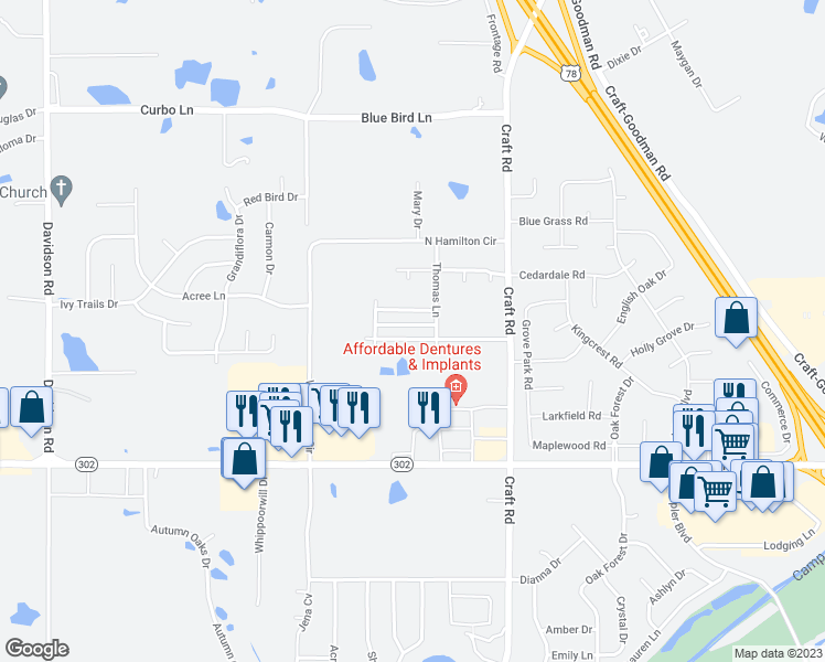 map of restaurants, bars, coffee shops, grocery stores, and more near 6750 Terry Chase in Olive Branch