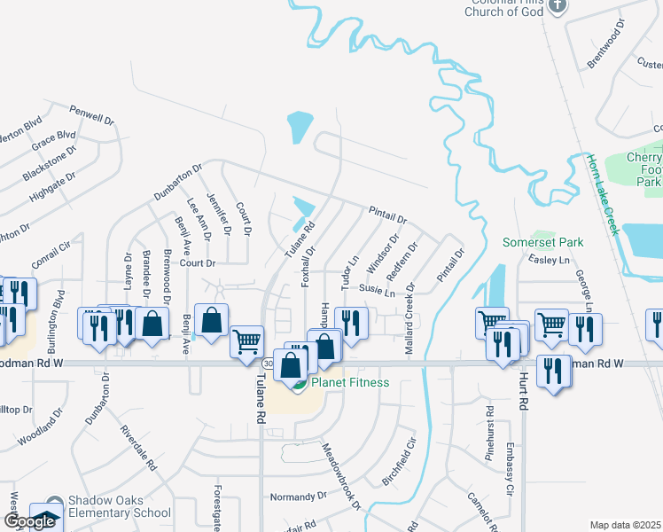 map of restaurants, bars, coffee shops, grocery stores, and more near 7082 Hampton Drive in Horn Lake