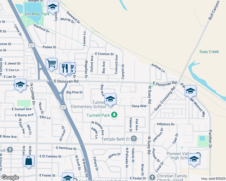 map of restaurants, bars, coffee shops, grocery stores, and more near 1419 Concord Avenue in Santa Maria
