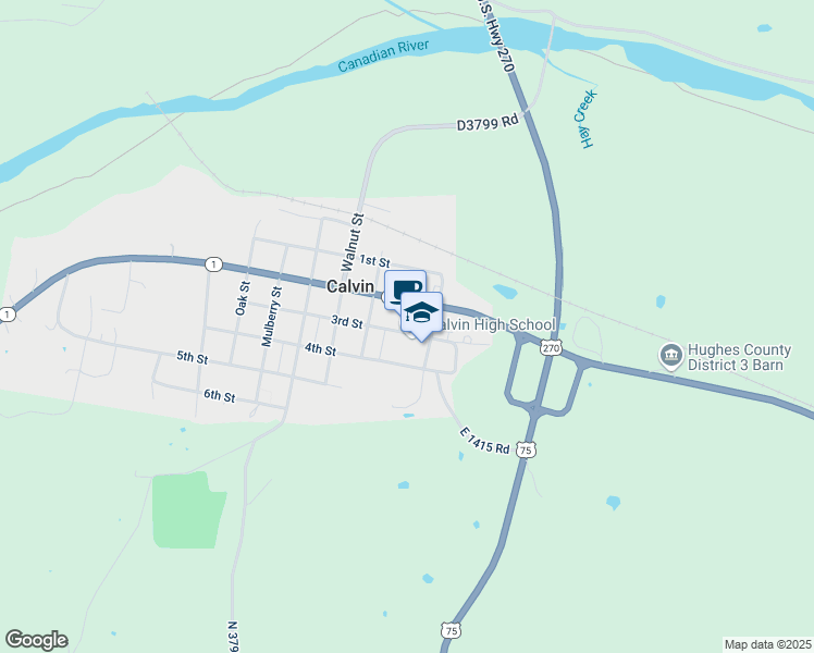 map of restaurants, bars, coffee shops, grocery stores, and more near 224 East Cedar Street in Calvin