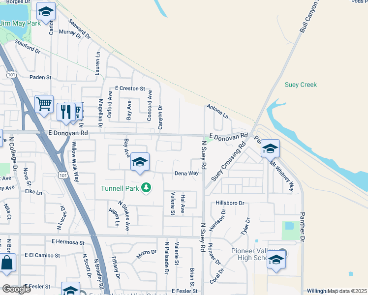map of restaurants, bars, coffee shops, grocery stores, and more near 1510 Will Street in Santa Maria