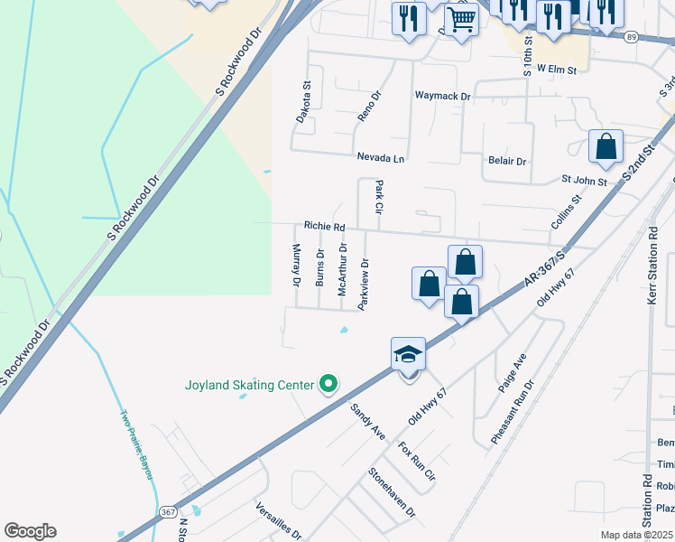 map of restaurants, bars, coffee shops, grocery stores, and more near 25 McArthur Drive in Cabot