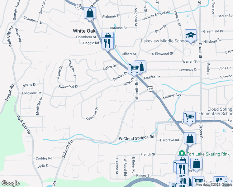map of restaurants, bars, coffee shops, grocery stores, and more near 10 Sandra Drive in Rossville