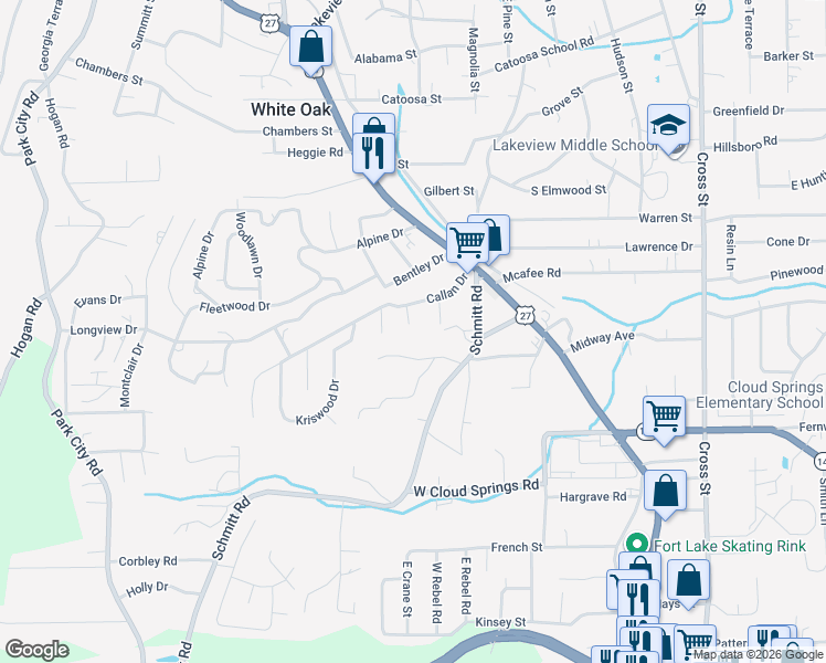 map of restaurants, bars, coffee shops, grocery stores, and more near 10 Sandra Drive in Rossville