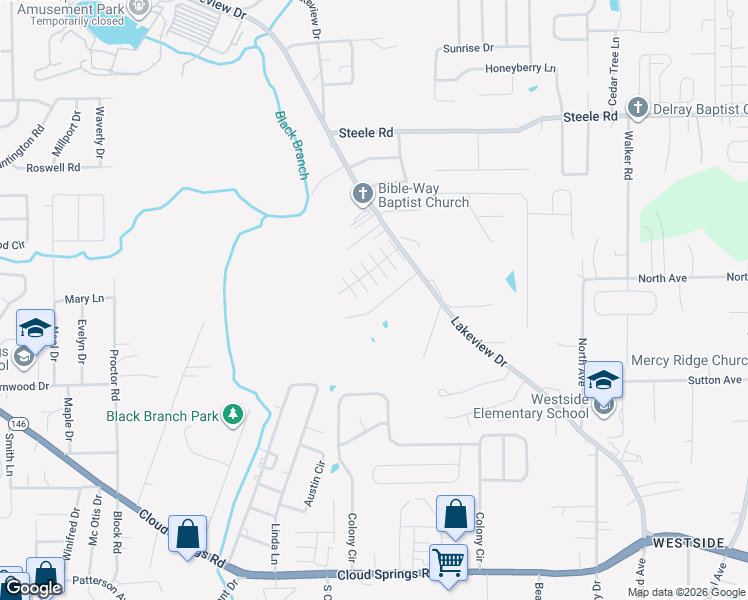 map of restaurants, bars, coffee shops, grocery stores, and more near 124 Gem Drive in Rossville
