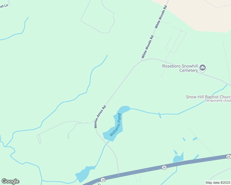 map of restaurants, bars, coffee shops, grocery stores, and more near in Roseboro