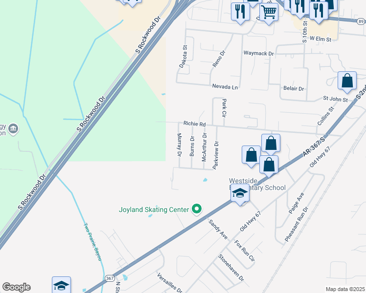 map of restaurants, bars, coffee shops, grocery stores, and more near 23 Murray Drive in Cabot