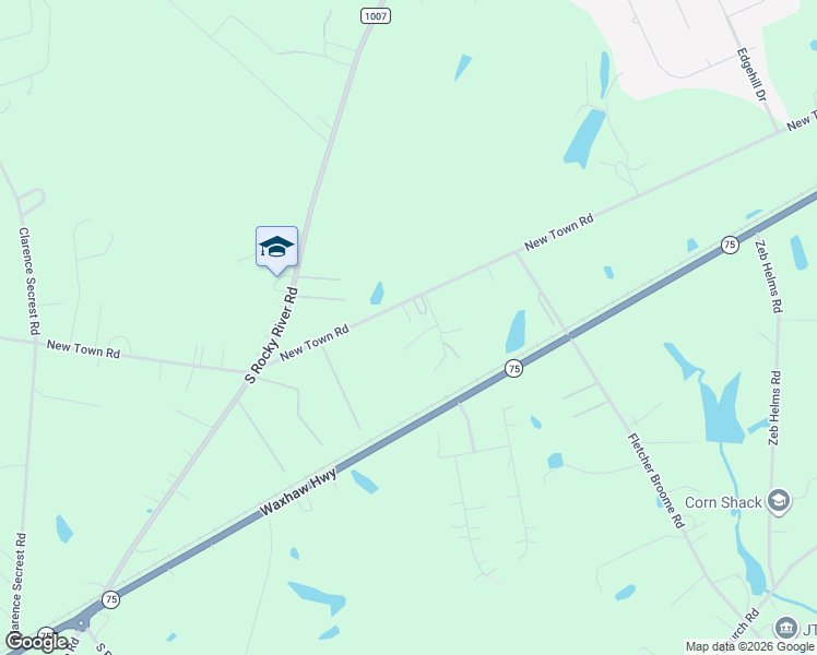 map of restaurants, bars, coffee shops, grocery stores, and more near 2417 New Town Road in Monroe