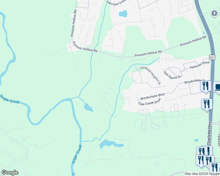 map of restaurants, bars, coffee shops, grocery stores, and more near 8836 Whippoorwill Drive in Fort Mill