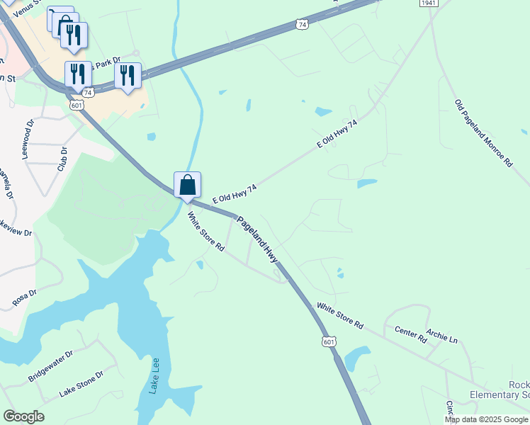 map of restaurants, bars, coffee shops, grocery stores, and more near 1717 Slippery Rock Lane in Monroe