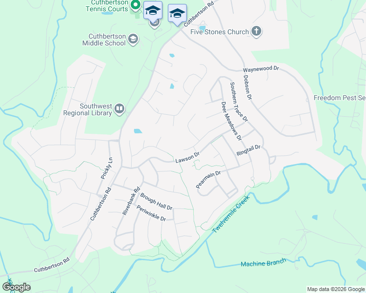map of restaurants, bars, coffee shops, grocery stores, and more near 1405 Screech Owl Road in Waxhaw