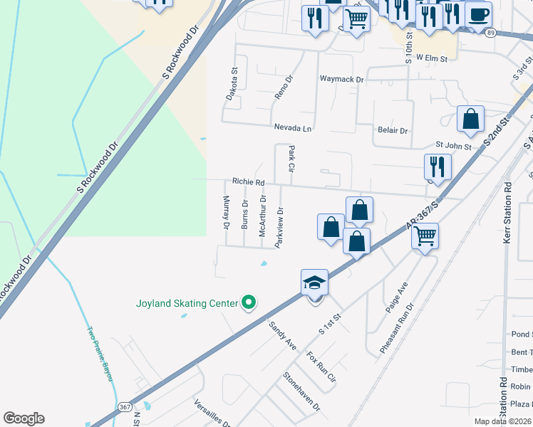 map of restaurants, bars, coffee shops, grocery stores, and more near 22 McArthur Drive in Cabot