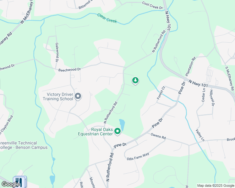 map of restaurants, bars, coffee shops, grocery stores, and more near 228 North Rutherford Road in Greer