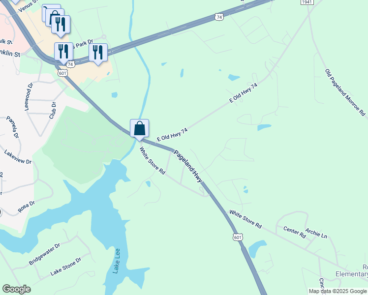 map of restaurants, bars, coffee shops, grocery stores, and more near 1717 Slippery Rock Lane in Monroe