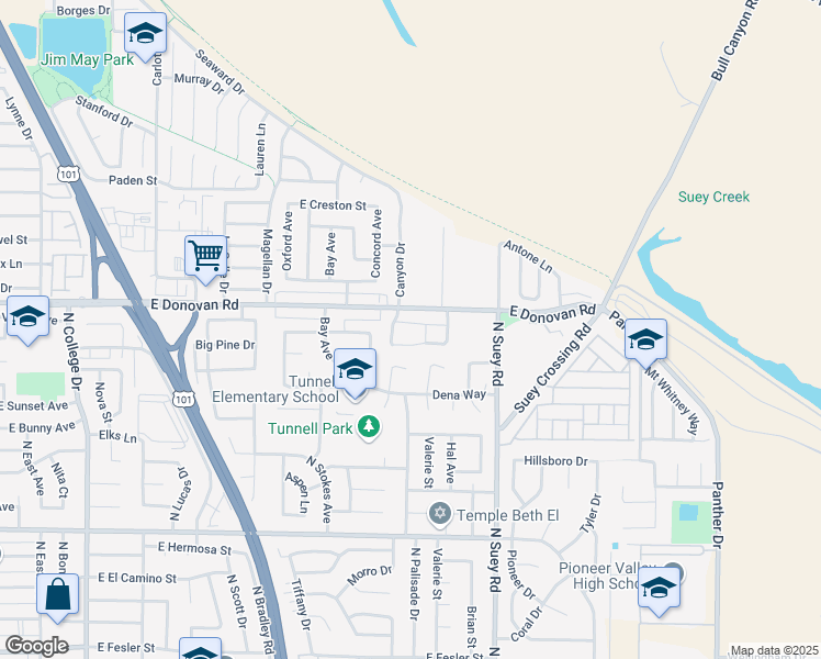 map of restaurants, bars, coffee shops, grocery stores, and more near 1424 Mesa View Lane in Santa Maria