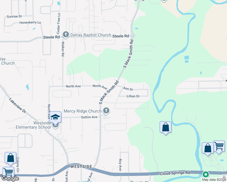 map of restaurants, bars, coffee shops, grocery stores, and more near 686 South Mack Smith Road in Rossville