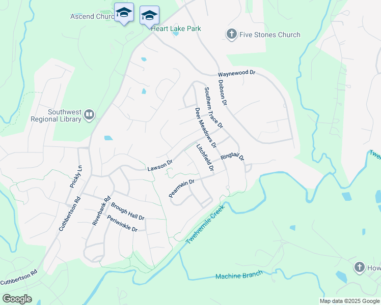 map of restaurants, bars, coffee shops, grocery stores, and more near 4005 Oxford Mill Road in Waxhaw