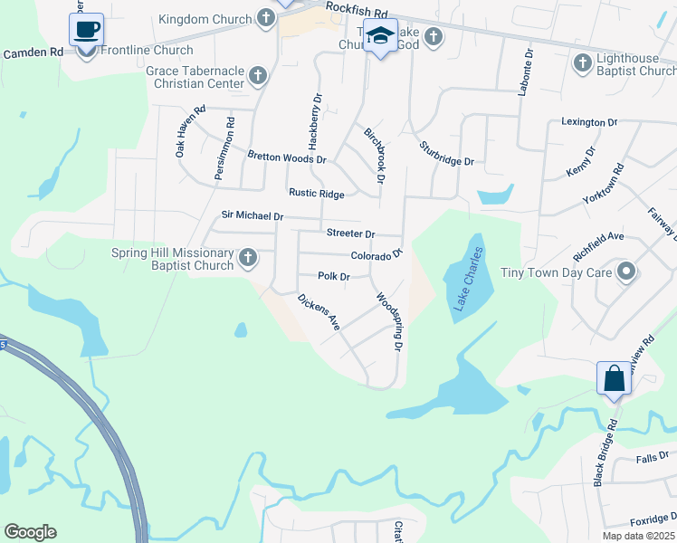 map of restaurants, bars, coffee shops, grocery stores, and more near 4000 Polk Drive in Hope Mills